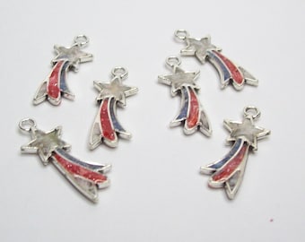 Polymer Clay Filled Stainless Steel Open Bezel Shooting Star Charm
