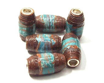 Paper Beads Handmade with Large Holes Gloss Finish