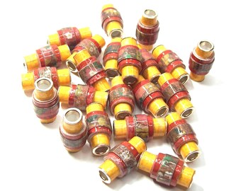 Paper Beads Handmade with Large Holes Gloss Finish