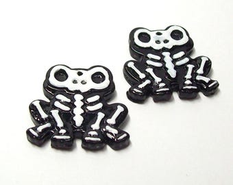 Frog Skeleton Halloween Charms, Components, Beads Handmade from Polymer Clay