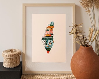 Palestine Map Print A5/A4