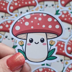秋コレクション ステッカーパック かわいいキノコステッカー 光沢のあるホログラフィック スクラップブック作成用 | かわいい文房具ステッカー ギフト
