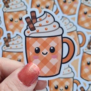 秋コレクション ステッカーパック かわいいパンプキンスパイス ラテ 光沢ホログラフィック スクラップブック作りに | かわいい文房具ギフト