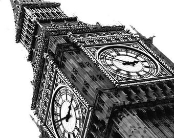 Big Ben/ London/ British/ Travel Photography/ Clocks/ Time/ Gold/ Europe/ England/ Interior Design/ Home Decor/ Black and White Photography