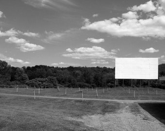 Unadilla Drive-In/50's/Vintage/Americana/Black and White Photography/Movies/Affordable Home Decor/Fine Art Photography/ Photo Print Only