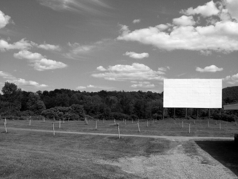 Unadilla Drive-In/50's/Vintage/Americana/Black and White Photography/Movies/Affordable Home Decor/Fine Art Photography/ Photo Print Only image 1