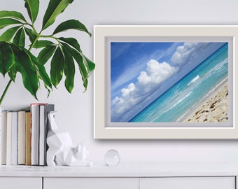 8”x 10” Matted Photo Print (Only)/Beach/ Aqua/ Blue/Ocean Blue/ Clouds/Abstract Art/Housewarming/ Home Decor /Photgraphy