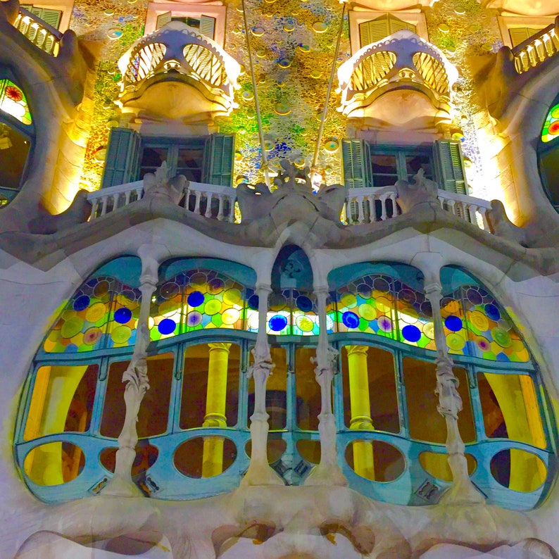 Antoni Gaudi Casa Batllo The House of Bones/ Home Decor/ Spain/ Barcelona/ Affordable Art/ Green/ Famous Buildings image 1