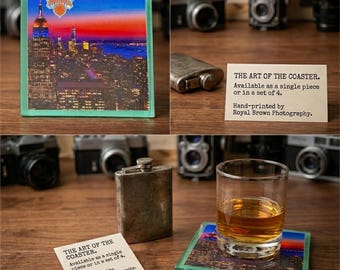 Handmade Knicks Coasters (2) | Glass NBA Coasters |  Father’s Day Gift | 2026 Championship Knicks Decor | Man Cave Accessories