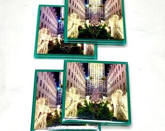 Coasters (Set of 4)Christmas in New York City/Angels I Rockefeller Center Art photography- New York City HolidayDecor/Gift/