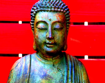 Red Buddha /Meditation/Yoga/Inspirational/Prayer/Color Photography Photo Print/Affordable Home Decor/Fine Art Photography/ Photo Print Only