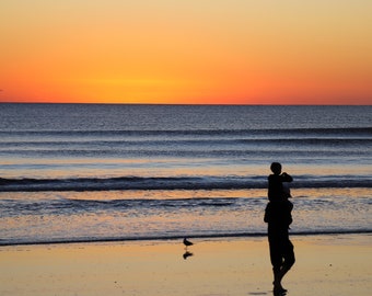 Surfer Sunrise,father,son,cocoa beach,florida,beach,sand,ocean,waves,surfer,orange,ocean,sea,home decor,interior design,wall art, living roo