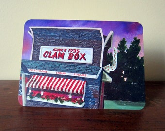 The Clam Box Greeting Card - Ipswich, Massachusetts - Summer - Sunset - Purple and Gray - New England - Roadtrip - Daisy Adams