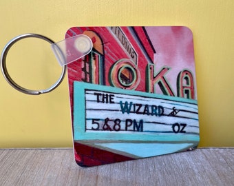Ioka Theater Keychain - Exeter New Hampshire Gift - Keychain Printed with Painting by Daisy Adams - Neon Sign - Small Gift