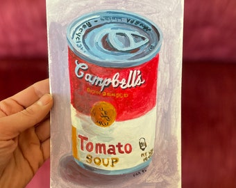 Original Acrylic Painting “Soup” - 8 1/4 inch by 5 1/2 inch - acrylic on paper - food painting - stilllife painting - everyday objects