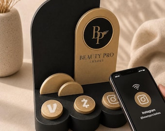 Custom NFC Payment & Social Media Stand | Business QR Display | Instagram Venmo Zelle Cash App Sign | Salon Counter Display