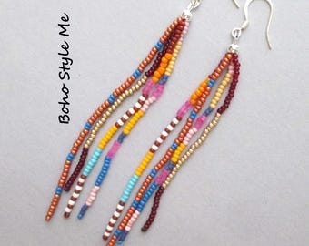 Colorful Boho Beaded Tassle Earrings – The Santa Fe Collection | Handmade Sterling Silver Jewelry