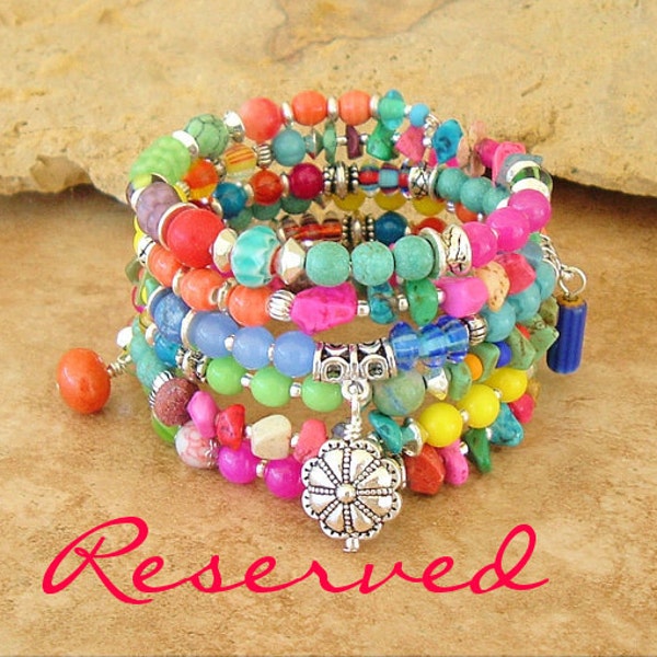 Reserved - Boho Bracelet, Layered Bracelet, Charms, Bohemian Jewelry, Boho Chic, Beaded Bracelet