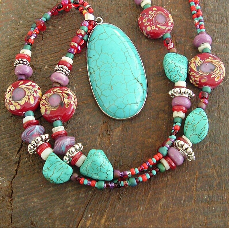 Chunky Boho Necklace Southwest Necklace Bohemian Jewelry Etsy