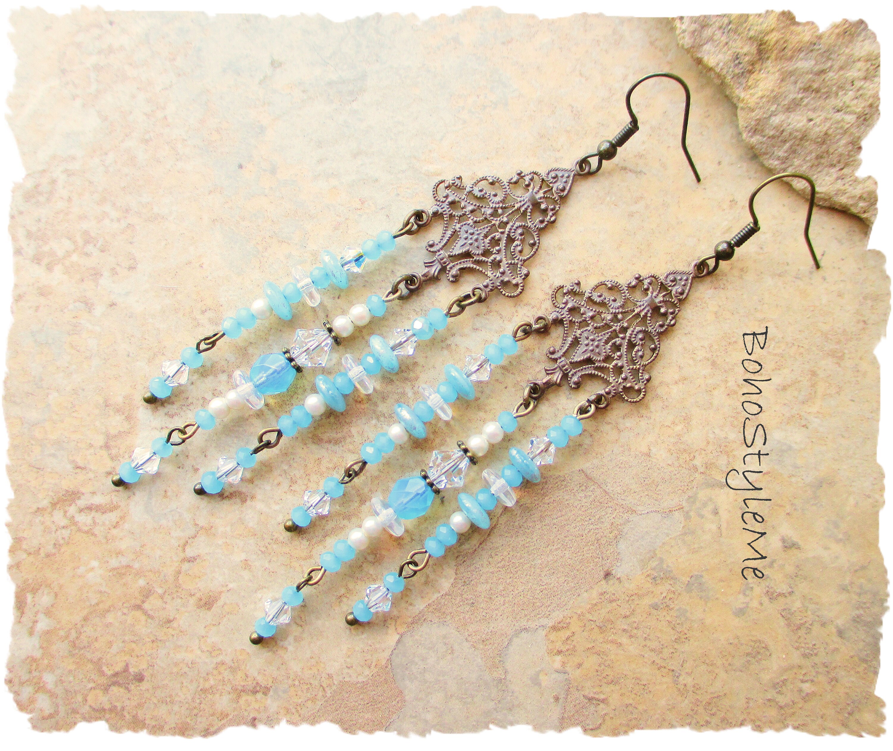 Bohemian Wedding Boho Bridal Jewelry White Vintage Style Etsy