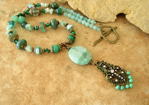 Items similar to SALE - Bohemian Jewelry, Rustic Gemstone Necklace ...