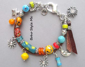 Krobo Glass Beaded Bracelet: Colorful African Trade Beads, Artisan Bracelet, Boho Style Me