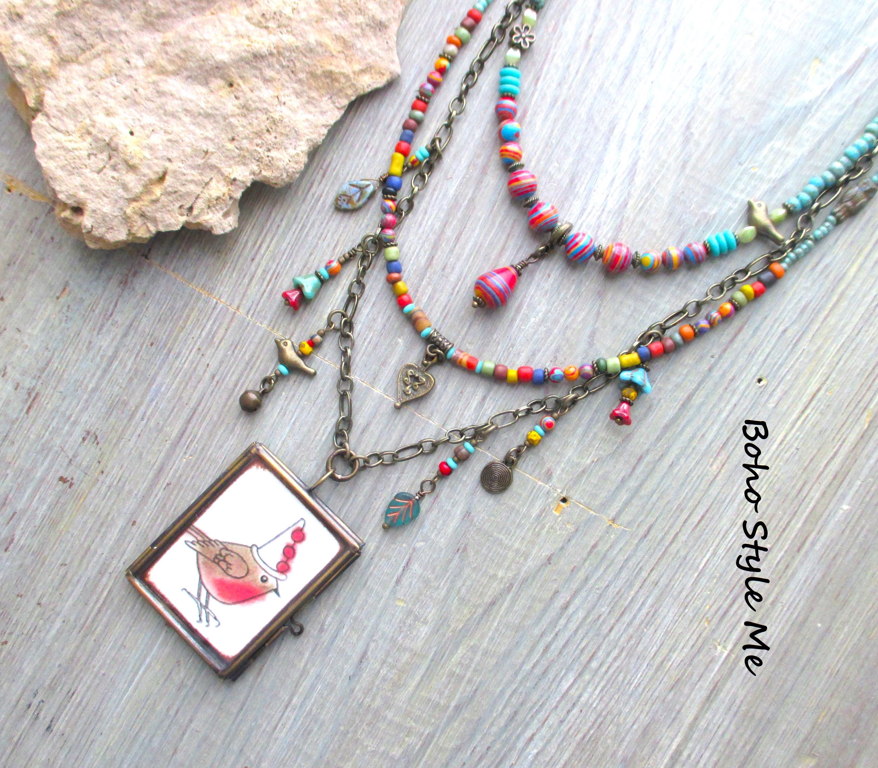Boho style necklace deals