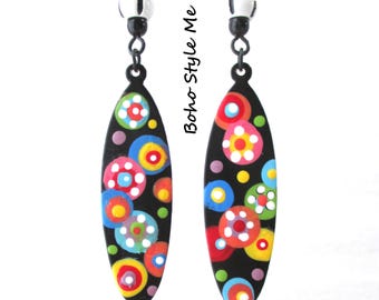 Colorful Hand-Painted Pop Art Earrings l Boho Style Me