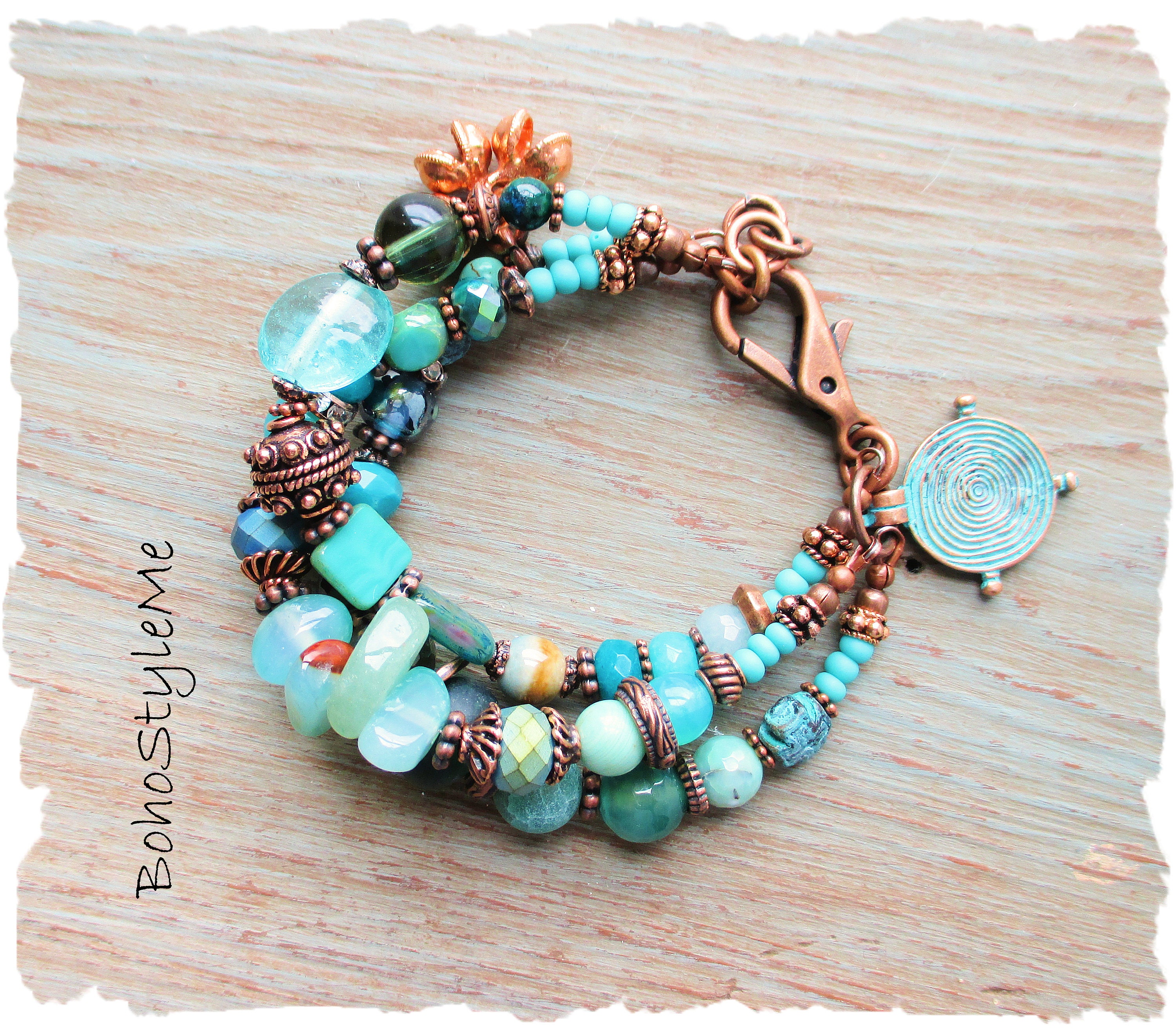 Rustic Tribal Gemstone Bohemian Bracelet BohoStyleMe Ocean Etsy