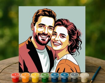 Custom Couple Paint By Number Kit From Photo, Personalized DIY Portrait Canvas, Unique Gift for Anniversary, Wedding, Valentine’s Day