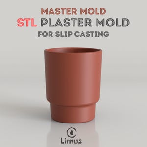 May include: A terracotta-colored plaster mold for slip casting. The cylindrical mold has a stepped base and is labeled "MASTER MOLD STL PLASTER MOLD FOR SLIP CASTING" with the Limus logo.