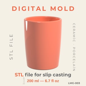 3D-utskrivbar muggform i STL | Keramisk studio slipgjutningsverktyg och koppdesign