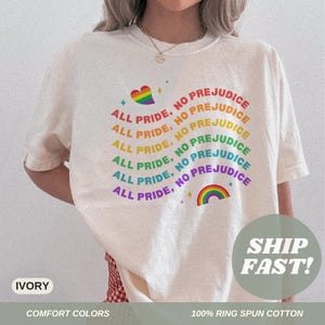 Comfort Colors® All Pride No Prejudice Y2K Shirt Pride Month T-Shirt Gay Shirt Lesbian Shirt Bisexual T-Shirt Gift For Gay Friends UNISEX