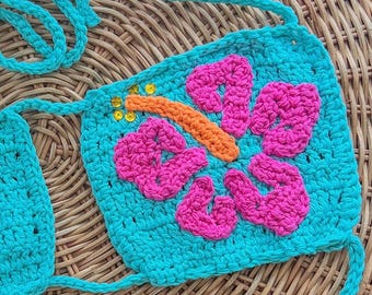Crochet Hibiscus Flower Applique Written Pattern | Easy Beginner Friendly | Tropical Digital Crochet Pattern