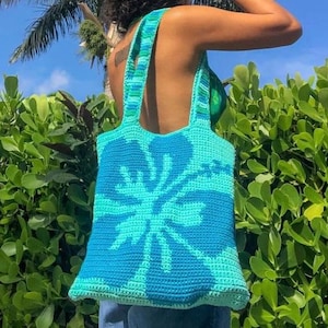Modèle écrit | Sac fourre-tout au crochet avec fleurs d'hibiscus PDF