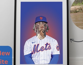 Custom New York Mets Portrait Custom NY Mets Portrait Pet Portrait Decals Cat Portrait Dog Portrait Mets Baseball Portraits MLB Mets Art MLB