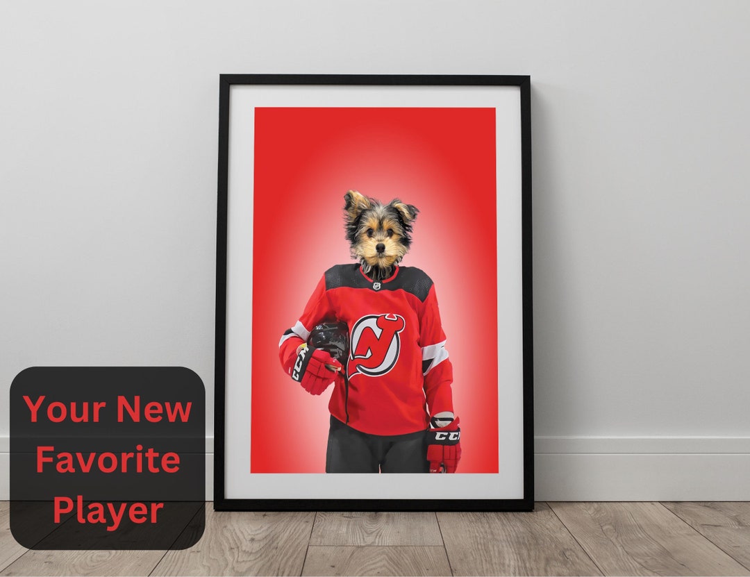 Custom New Jersey Devils Pet Portrait Jersey Devils Portrait Cat Portrait Custom Dog Portrait 