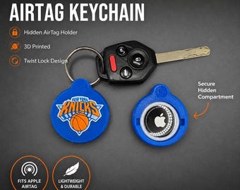 New York Knicks AirTag-hållare, nyckelring | Dolt AirTag-fodral | 3D-tryckt twistlock-spårningsfodral | Knicks-fangåva