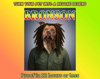 Anpassat husdjursporträtt i reggaestil | Personlig hundkonst | Unik present till husdjursälskare