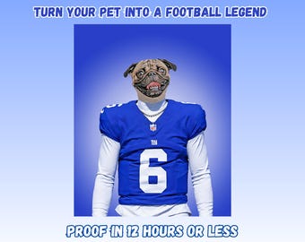 Anpassat husdjursporträtt Jaxon Dart New Giants Football Hundfoto