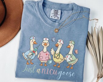 Funny Goose NICU Nurse Shirt, Cute Neonatal Intensive Care Unit T-shirt, New RN Graduation Gift, Comfort Colors Nursing Student Tee