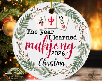 Personalized Mahjong Christmas Ornament, The Year I Learned Mah Jong, Girls Game Night Group Gift, American Mah jongg Keepsake