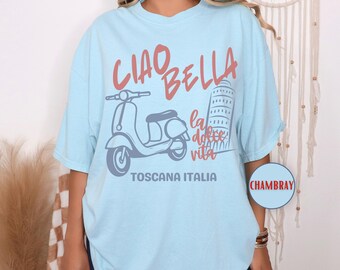 Ciao Bella Italia Shirt, Retro Italian Summer Vacation T-shirt, La Dolce Vita Graphic Tee, Italy Travel Aesthetic Comfort Colors Tshirt