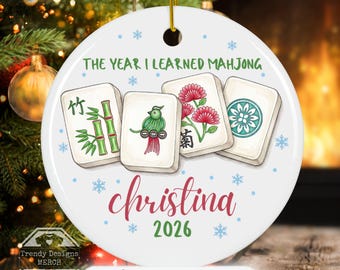 Personalized Mahjong Lover Ornament, Custom Mahj Girls Xmas Tree Decor, New Hobby Gift, Mahjong Group Player 2026 Keepsake