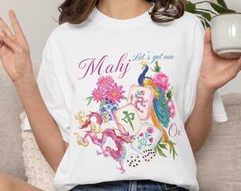 Comfort Colors® Mahjong Shirt, Mahj On Graphic Tee, Floral Game Night Tshirt, Mahjong Lover Gift
