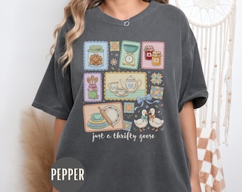 Vintage Thrifting Comfort Colors® Shirt, Cottagecore Thrifty Goose T-shirt, Retro Grandmacore Thrift Shop Lover Gift