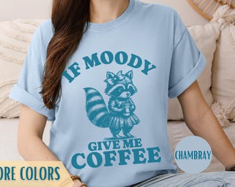 Raccoon Drinking Coffee Shirt, Funny Comfort Colors® 90's Retro Animal Meme T-Shirt, Trendy Graphic Tee