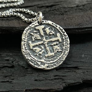 Sterling Silver Spanish Reale Coin Pendant: Atocha Shipwreck Replica