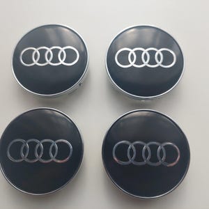 4 Stück (Set) Radnabenkappen für Audi 60mm - 2,36 Zoll Schwarz Glänzend