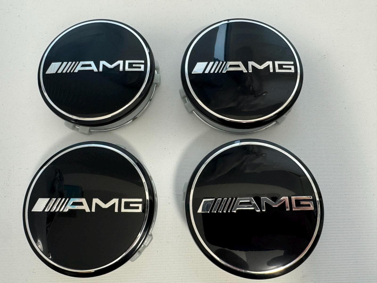 4Pcs (Set) Wheel center hub caps for Mercedes Benz AMG 75mm - 2.95 Inch Black Glossy